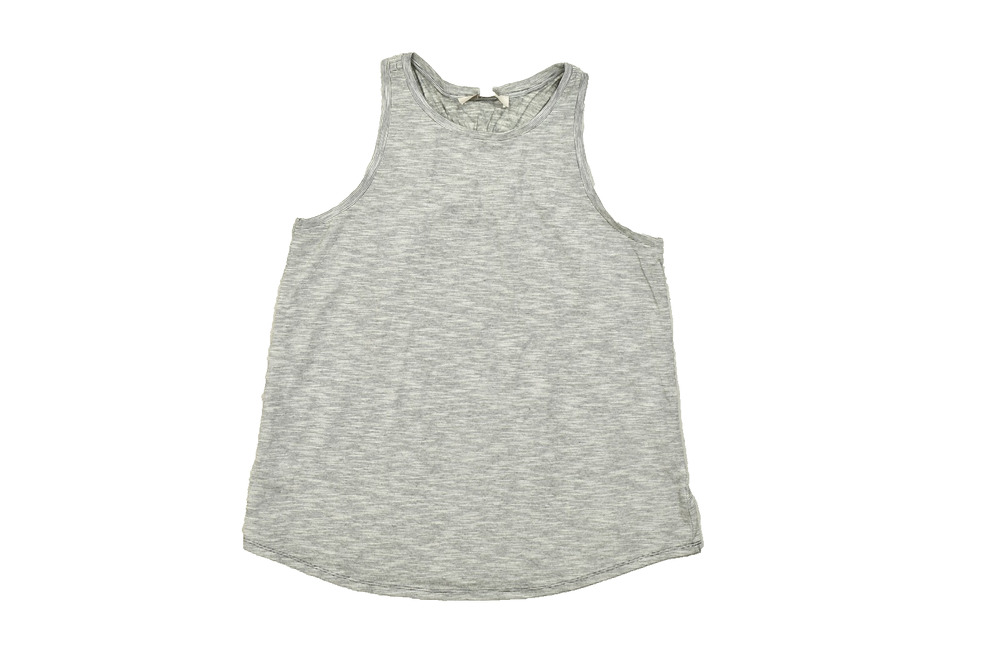 LOFT Women's Medium Gray White Striped Sleeveless Tank Top Smocked Back NWT